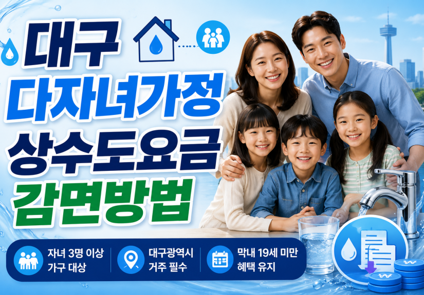 2026 대구광역시 다자녀가정 상수도요금 감면 및 상하수도 할인