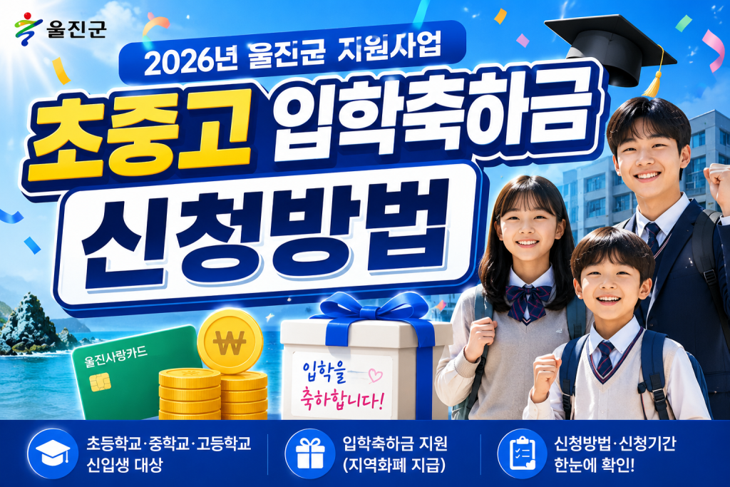 울진군 초중고 입학축하금 지원 신청 정보와 지급 대상 확인 안내